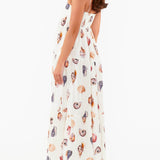 Unique Shell Conch Print Pleated Pockets Lightweight Maxi Dress