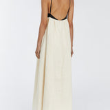 Loose Suspender Black And White Patchwork Maxi Dress