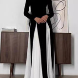 Glam Elegant Panelled Tulle Long Sleeve A-line Maxi Dress