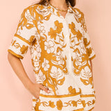 Floral Print Casual Short Sleeve Pants Set