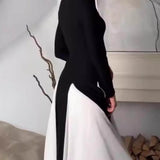 Glam Elegant Panelled Tulle Long Sleeve A-line Maxi Dress