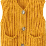 Sleeveless Cropped Knit Sweater Cardigan