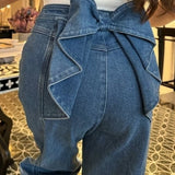 Stretch Jeans With Bow At Back