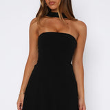 Good Graces Halter Mini Dress Black