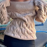 Ribbed Off Shoulder Knit Sweater