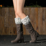 Leopard Print Feather Yarn Boot Cuffs