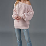 Textured One Shoulder Knit Sweater