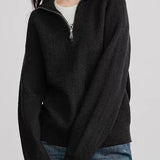 Half Zip Textured Knit Sweater