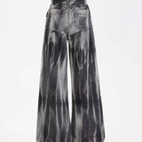 Black Tie-dye Wide-leg Jeans