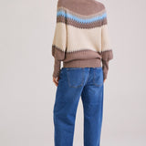 Patchwork Crew Neck Knit Sweater