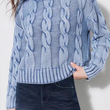 Vintage Cable Knit Off-Shoulder Sweater