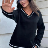 Casual Knit V Neck Sweater