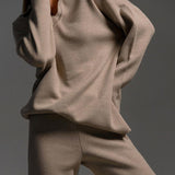 Polo Collar Knit Pullover Wide-Leg Pants Two Piece Set