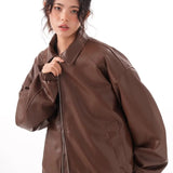Vintage PU Leather Lapel Jacket