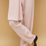 Solid Cable Knit Cozy Cuffed Ankle Pants