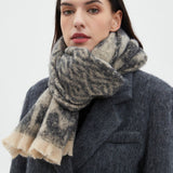 Leopard Print Jacquard Short Fringe Scarf