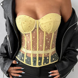 Polka Dot Strapless Bustier Corset
