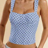 Chic Polka Dot Bustier Sleeveless Tank Top