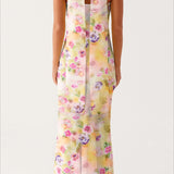 Strapless Ruffle Maxi Floral Dress