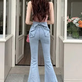 High Waist Butterfly Knot Flare Jeans