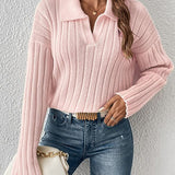 Fashion Lapel Knit Sweater