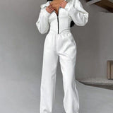 Hooded Drawstring Two Piece Pants Set