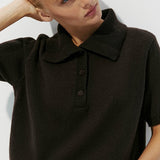 Hollow Out Polo Knit Sweater
