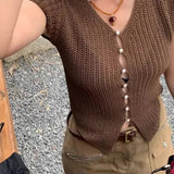 Knitted V-Neck Cropped Cardigan