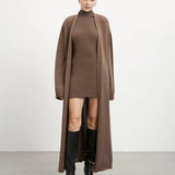Knit Tank Dress Fitted Long Cardigan Two Piece Set