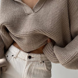 Long Sleeve Collar Knit Sweater
