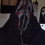 Rhinestone Zip Up Gothic Hoodie