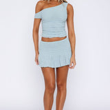 Break The Limits Shirred Mini Skirt Powder Blue