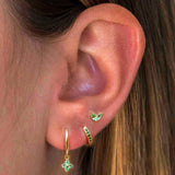 Stainless Steel Crystal Zirconia Geometric Cartilage Piercing Fashion Jewelry Earring
