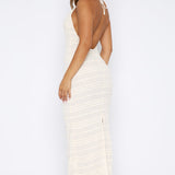 Never Say Goodbye Halter Maxi Dress Cream
