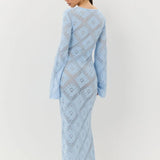 Knit Argyle Jacquard Long Sleeve Maxi Dress
