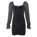 Sexy Off Shoulder Lantern Sleeve Mini Dress