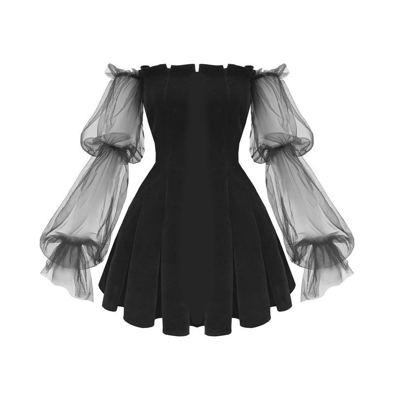 Sexy Off Shoulder Lantern Sleeve Mini Dress