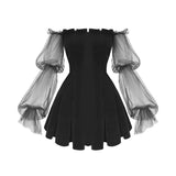 Sexy Off Shoulder Lantern Sleeve Mini Dress