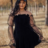 Sexy Off Shoulder Lantern Sleeve Mini Dress