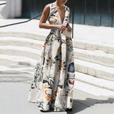 Summer Trendy Sleeveless Deep V Neck Full Length Prom Dresses