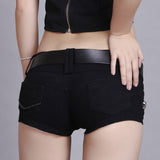 Punk Skull Low Waisted Lace-up White Thin Denim Shorts Goth Rock Sexy Women Shorts