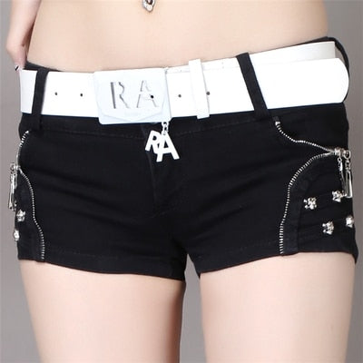 Punk Skull Low Waisted Lace-up White Thin Denim Shorts Goth Rock Sexy Women Shorts
