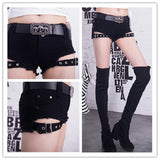 Punk Skull Low Waisted Lace-up White Thin Denim Shorts Goth Rock Sexy Women Shorts