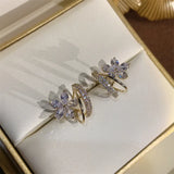 New Arrival Women Fashion Classic Flower Zircon Cute Elegant Female Trendy Jewelry Gift Earring