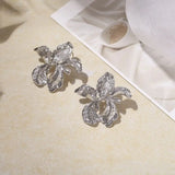 New Irregular Flower Women Unique Design Exaggerated Gold Hollow Metal Earring