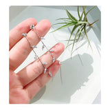 Silver Needle Willow Leaf Women Fashion Temperament Simple Long Tassel Earrings Gift Earring
