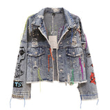 Street Fashion Graffiti Denim Jacket