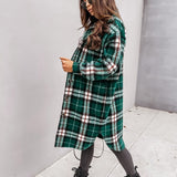 Plaid Long Blouses Coat
