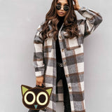 Plaid Long Blouses Coat