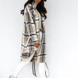Plaid Long Blouses Coat